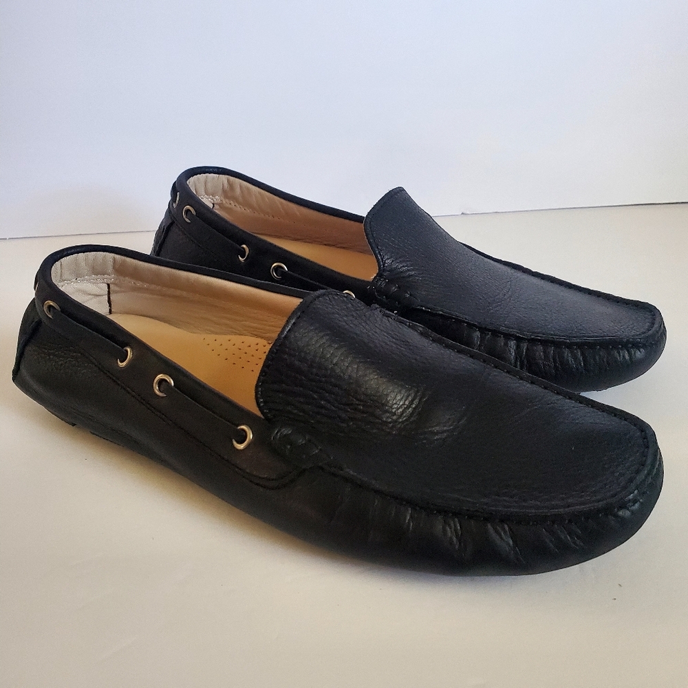 Bruno Parmigiani Men's Black Leather Slip-On Driving Loafers Size 11-11.5